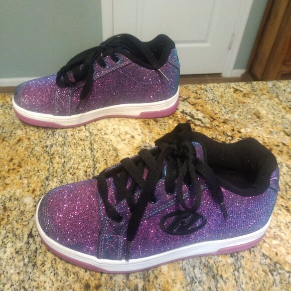 Heelys Girls Split Purple Aqua Skate Shoes Glitter Roller Shoes Size Youth 4 - Picture 4 of 12